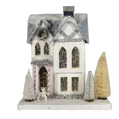 Cody Foster 10.75 In Blue Mill House Christmas Putz House , Christmas Decor Village Putz Light Dog (1PC)