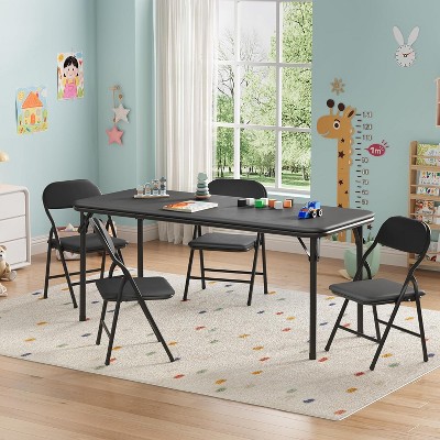 5-Piece Kids Folding Table and Chairs Set, Toddlers Children's Activity Table and Chairs Set for Dining Room,Daycare,Classrooms