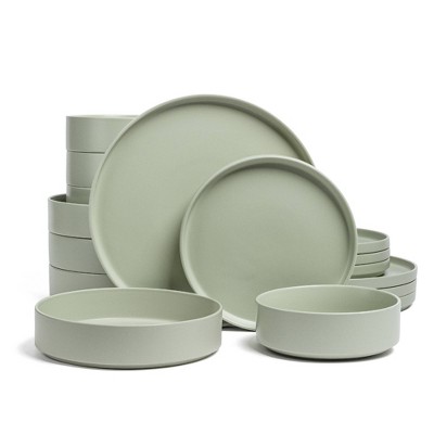 over&back 16pc Stackable Hand-Finished Stoneware Dinnerware Set Semi-Matte