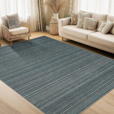 Acekool Modern Neutral Rug 2x6 , Washable Low Pile Carpet with Non-Slip TPR Backing, Thin Foldable Printed Mat for Living Room, Bedroom Black