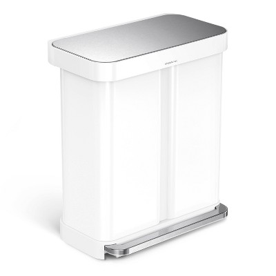 simplehuman 58L Rectangular Dual Compartment Recycling Step Trash Can