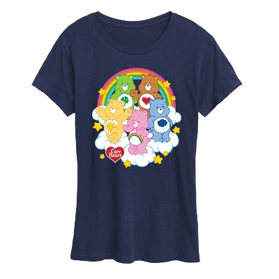 Women's - Care Bears - Group On Clouds with Rainbow and Stars Short Sleeve Graphic T-Shirt