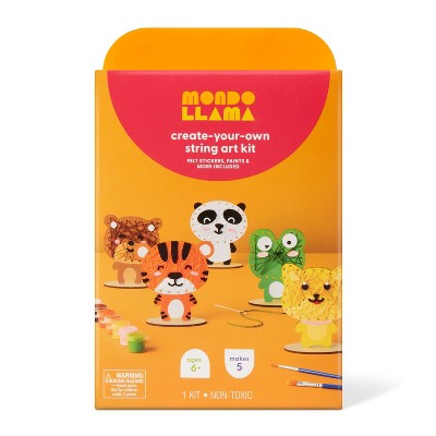 5ct Wooden Animals Painting and String Art Craft Kit - Mondo Llama™