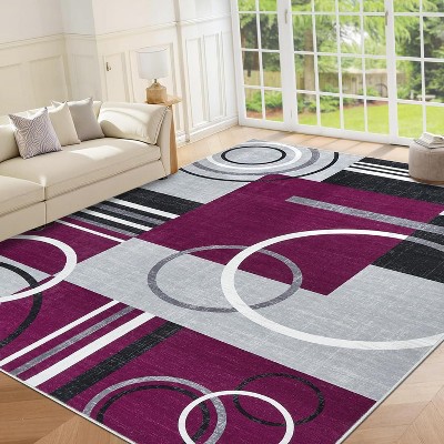 Abstract Kitchen Runner Rug, Washable Non-Slip Soft Low Pile Modern Geometric Indoor Carpet for Hallway Laundry Bathroom Bedroom