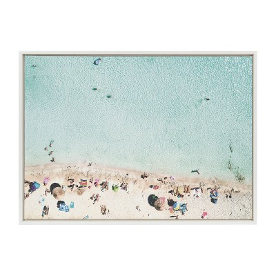 Sylvie Turquoise Beach from Above Framed Canvas by Amy Peterson Art Studio White - Kate & Laurel All Things Decor