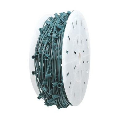 Novelty Lights 1000 Feet C9/E17 Intermediate Base Christmas Bulk Spool, Vintage Holiday Hanging Light String, SPT-1 18 Gauge Green Wire