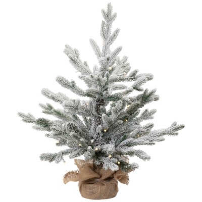 Northlight Real Touch™ Pre-Lit B/O Tamarack Pine Artificial Christmas Tree with Burlap - 2' Warm White LED