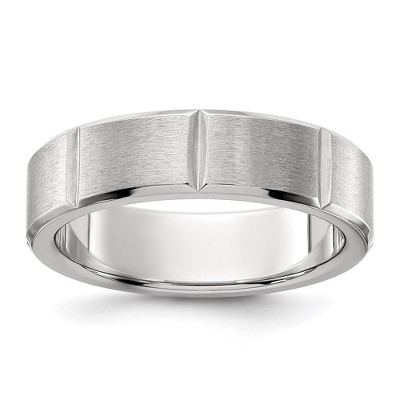 Chisel Stainless Steel Brushed and Polished Grooved 6mm Band Ring