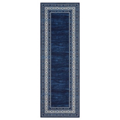 Indoor Modern Bordered Non Slip Throw Carpet Low Pile Machine Washable Area Rug