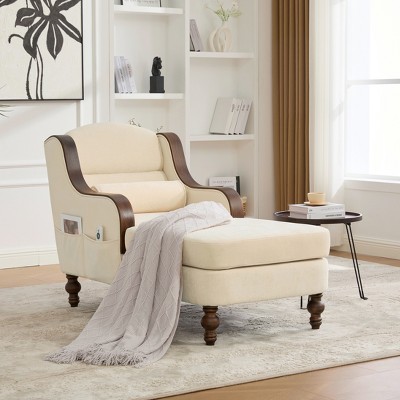 Upholstered Chaise Lounge Lazy Sleeper Sofa Bed Accent Chair Single Sofa Leisure Lounge Chair Reading Couch, Ergonomic Design, Chenille - ModernLuxe
