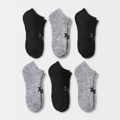 Women's Extended Size Cushioned 6pk Low Cut Socks - All In Motion™ Heather Gray/Black 8-12: Moisture Wicking, Arch Support