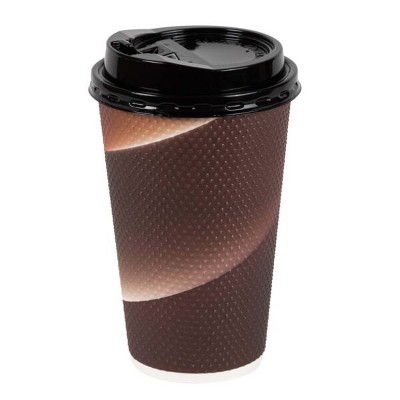 Posh Setting 16 oz Insulated Paper Hot Cups with Lids - 32 Pack