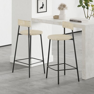 NicBex Round Counter Height Bar Stools,Handwoven Bar Stools Set of 2,Paper Rope Island Chairs for Kitchen,Dining Area
