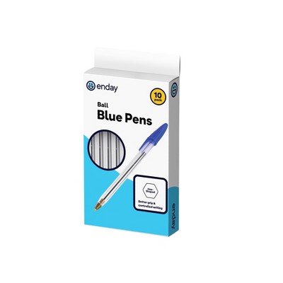 Enday Pens Bulk, 12 Pack No Bleed Blue Ink Pens with Better grip and controlled writing, Hex-Shaped Pens for Office School
