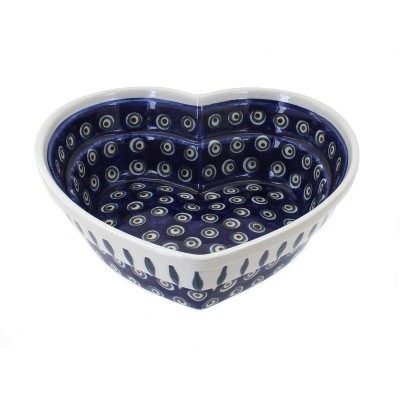 Blue Rose Polish Pottery 859-1 Zaklady Large Heart Bowl