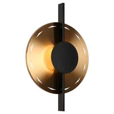 LNC Callitropsis 1-Lights 12.6" Modern Unique Integrated LED Round Wall Lights,Gold with Textured Glass