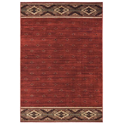 Weston Geometric Border Area Rug Red/Gold - Captiv8e Designs