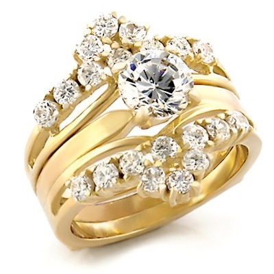 Slickblue Women’s Wedding & Engagement Ring, Gold Stainless Steel, AAA Clear CZ, Fashion Ring, Size 5-10
