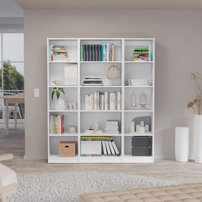 Okak Minimalism Bookshelf, Three-piece Display Case with Open Shelves, Storage Organizer for Living Room, Office