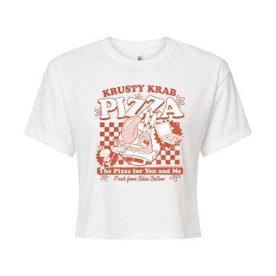 Women's - Spongebob Squarepants - Krusty Krab Pizza Cropped Graphic T-Shirt