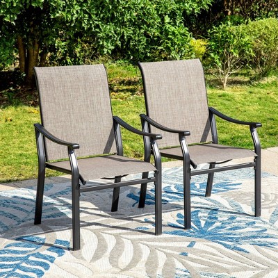 2pk Steel Patio Padded Sling Arm Chairs - Captiva Designs: Weather-Resistant Outdoor Seating, Fade-Resistant