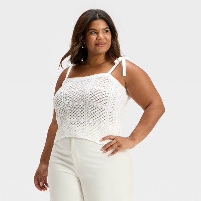 Women's Openwork Sweater Tank - Universal Thread™ White