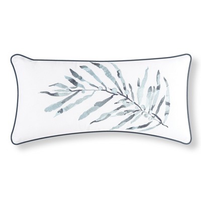 C&F Home Blue Ocean Leaf Embroidered Throw Pillow, 12" x 24"