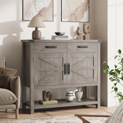 31" Entryway Console Table with Storage, Wooden Coffee Bar Cabinet, Narrow Sideboard Buffet Cabinet, Sofa Foyer Table for Entryway Hallway