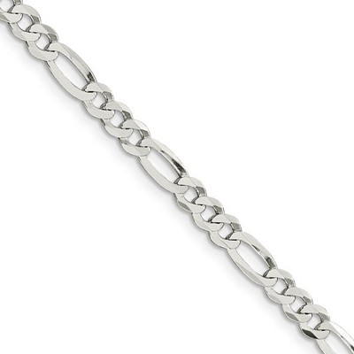 Black Bow Jewelry 4.5mm Sterling Silver Flat Figaro Chain Necklace