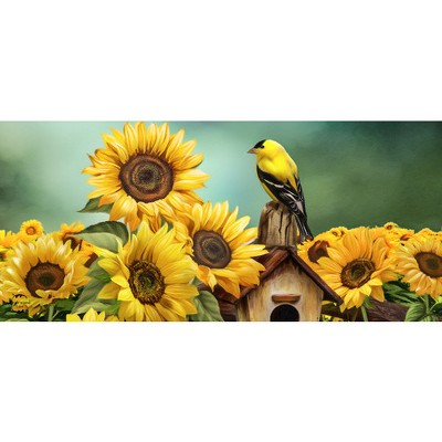 Briarwood Lane Goldfinch and Sunflowers Summer Mini Mat 22x10 Indoor Outdoor For Summer Doormat