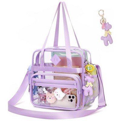 Wikineon Clear Tote Bag Clear Bag Stadium Approved 12x6x12 Stadium Bag for Work, Sports Games, Gym