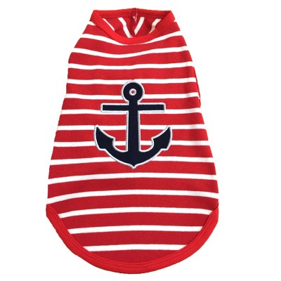 The Worthy Dog Knit Stripe Appliqué Anchor Dog Tee