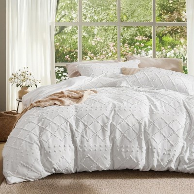 Bedsure | Solid Minimalist Embroidery Duvet Cover Set Cozy and Stylish Bedding Set