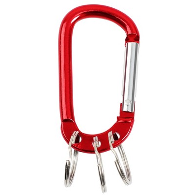 Unique Bargains Aluminum Carabiner Clip Hook with 3 Split Key Ring Chain 2.7" x 1.5" Burgundy 1 Pc