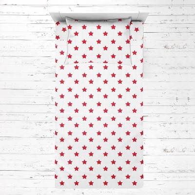 Bacati - Stars Red Muslin 3 pc Toddler Bed Sheet Set 100 percent cotton