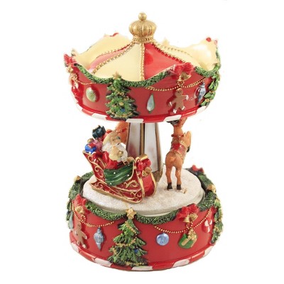 6.5 Inch Carousel Music Box Merry Tree Santa Figurines