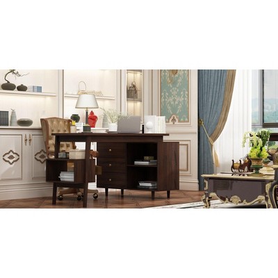 Famapy L-Shape Home Office Desk Adjustable with Large Storage Drawer Desktop Organiser