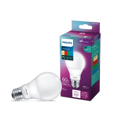 Philips LED RGBW Scene Switch 60W A19 1P: Multicolored, 800 Lumens, E26 Base, 2700K, Suitable for Damp & Enclosed Fixtures