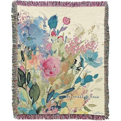 Manual Woodworkers and Weavers "Extravagant Love" Tapestry Throw Blanket 50"x60", Cotton, Inspirational Christian Verse and Floral Design