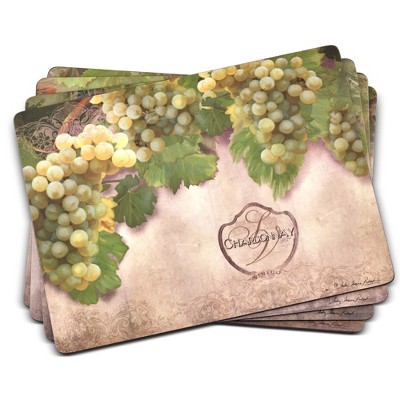 Pimpernel Tuscan Vineyard Placemats - Set of 4 Rectangular Cork Backed Table Mats with Rustic Vineyard Scene - Heat & Stain Resistant Dining Placemats