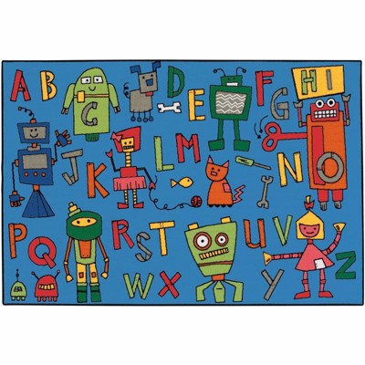 Carpets for Kids Reading Robots Value Learning Rug, Rectangle, 4'X6'
