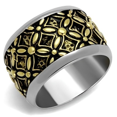 Slickblue Gold and Black Men’s Ring, Celtic Pattern Band in Stainless Steel, Textured Style, Sizes 8–13