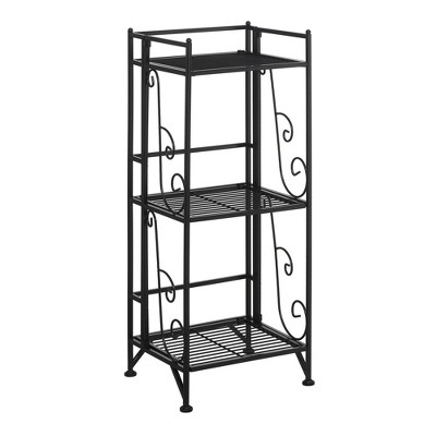 32.5" Extra Storage 3 Tier Folding Metal Shelf with Scroll - Breighton Home