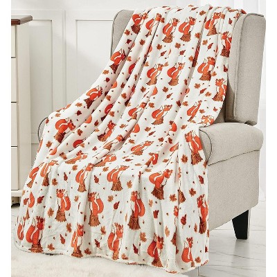 Noble House Foxy Fall Vixen Ultra Comfy Microplush Throw Blanket (50" x 60") - Fall Vixen