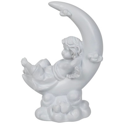 Northlight Boy Cherub Resting on Crescent Moon Statue - 7.25"