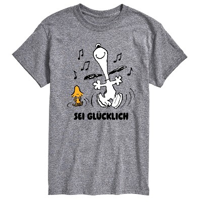 Men's - Peanuts - Snoopy and Woodstock Be Happy German Short Sleeve Graphic T-Shirt