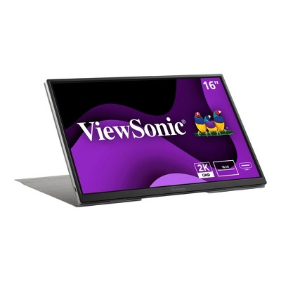ViewSonic VG1656-2K 16 Inch WQXGA 1600p IPS Portable Monitor with 2 Way Powered 65W USB C, and Built-in Stand with Smart Cover
