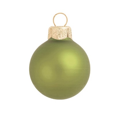 Northlight Matte Christmas Glass Ball Ornaments - 2.75" (70mm) - Olive Green - 12ct
