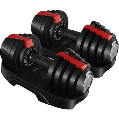 Yaheetech 2 x11-in-1 Adjustable Dumbbell Weight from 3LBS To 28LBS for Home Gym, Black