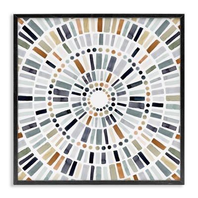 Stupell Industries Abstract Rustic Mosaic Circle Black Framed Giclee Art